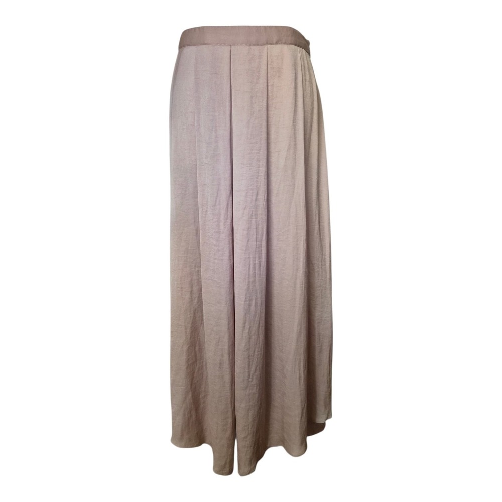 Cacharel Taupe Satin Maxi Skirt Flowy A Line Minimalist Neutral Sz 10 Boho
